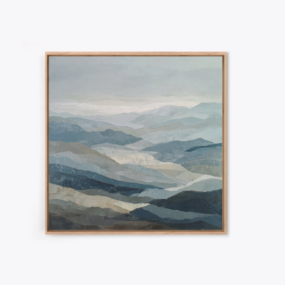 Minimal Fjord Landscape Framed Canvas Print, Scandinavian Art, Living Room Wall Art, Living Room Decor, Oil Painting, Nordic, SCA-1x1-2