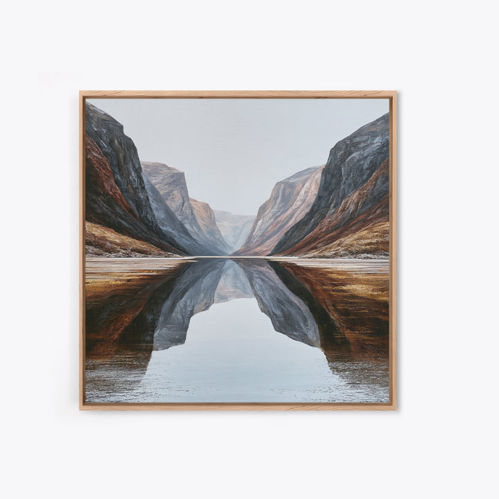 Minimal Fjord Landscape Canvas Print, Scandinavian Art, Neutral Decor, Living Room Decor, Fine Art, Nordic, Wall Decor, SCA-1x1-50