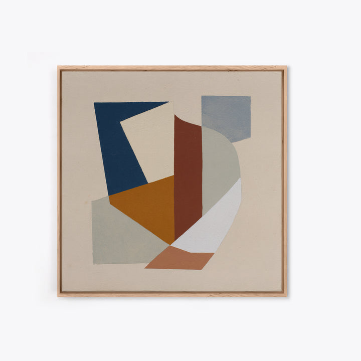 Soft Beige Geometric Abstraction Framed Canvas Print, Scandinavian Art, Gallery Decor, Living Room Decor, Abstract Art, Nordic, SCA-1x1-51