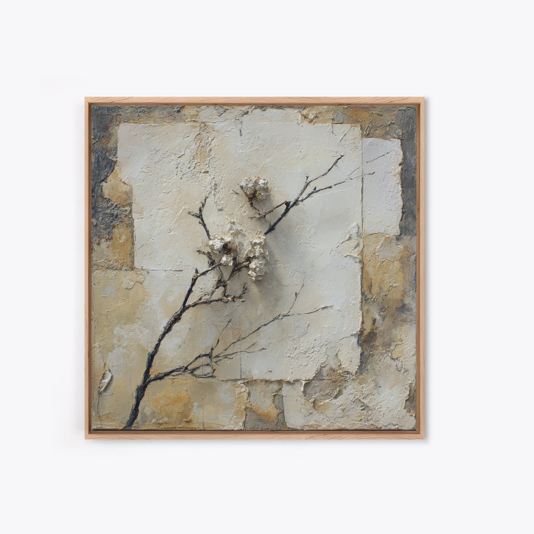 Pale Oak Botanical Line Drawing Framed Canvas Print, Scandinavian Art, Wall Decor, Living Room Decor, Fine Art, Nordic, SCA-1x1-53