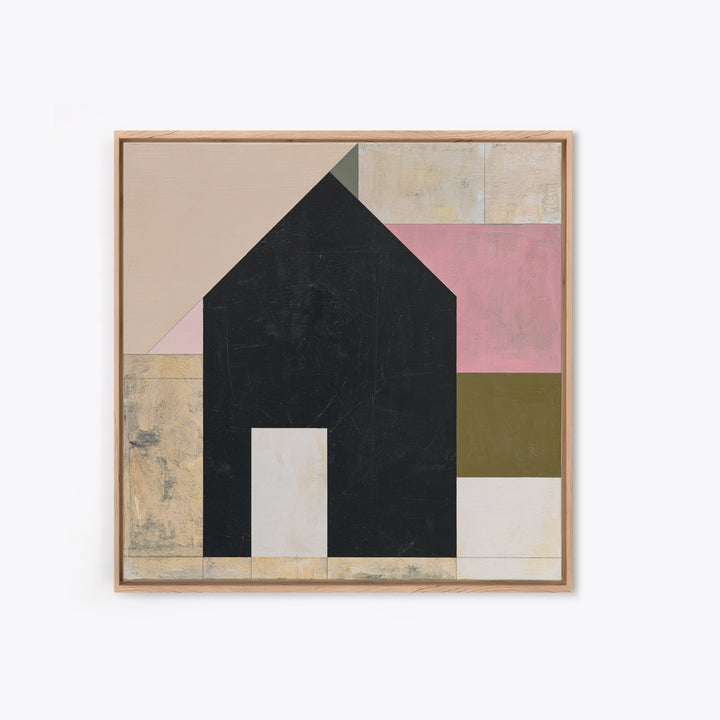 Simple Black House Shape Canvas Print, Scandinavian Art, Neutral Decor, Living Room Decor, Abstract Art, Nordic, Wall Decor, SCA-1x1-55