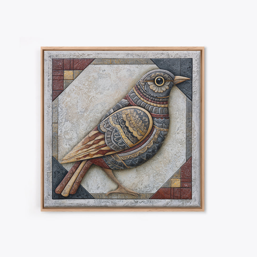 Nordic Folk Bird Canvas Print, Scandinavian Art, Modern Decor, Living Room Decor, Fine Art, Nordic, Wall Decor, Art Print, SCA-1x1-59