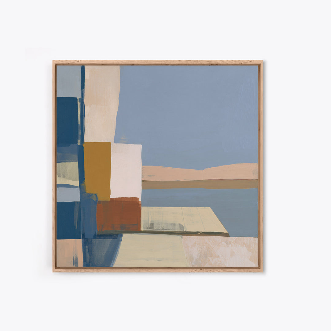 Calm Lake Dock Framed Canvas Print, Scandinavian Art, Fine Art Print, Living Room Decor, Oil Painting, Nordic, Printable, SCA-1x1-63