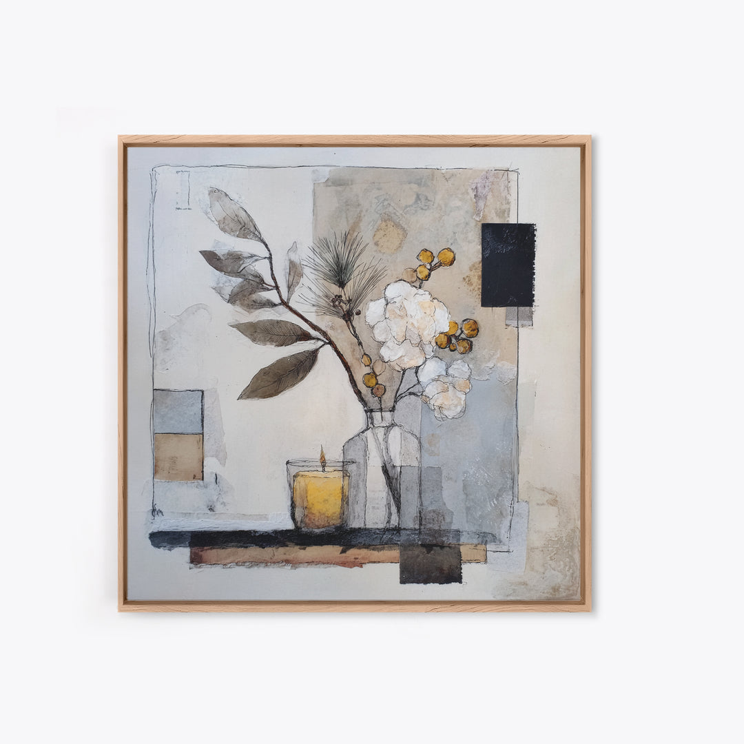 Soft Wool Texture Abstract Framed Canvas Print, Scandinavian Art, Statement Artwork, Living Room Decor, Abstract Art, Nordic, SCA-1x1-67