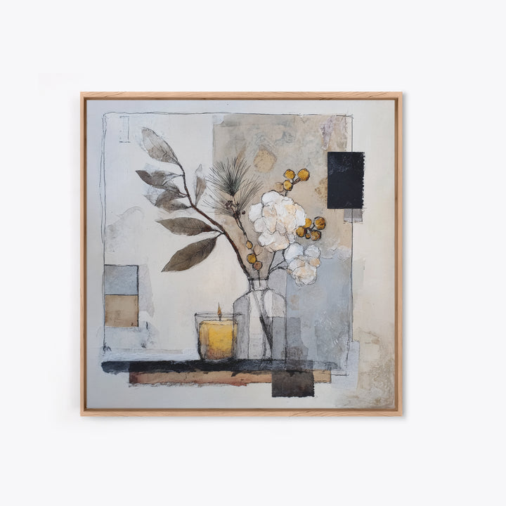 Soft Wool Texture Abstract Framed Canvas Print, Scandinavian Art, Statement Artwork, Living Room Decor, Abstract Art, Nordic, SCA-1x1-67