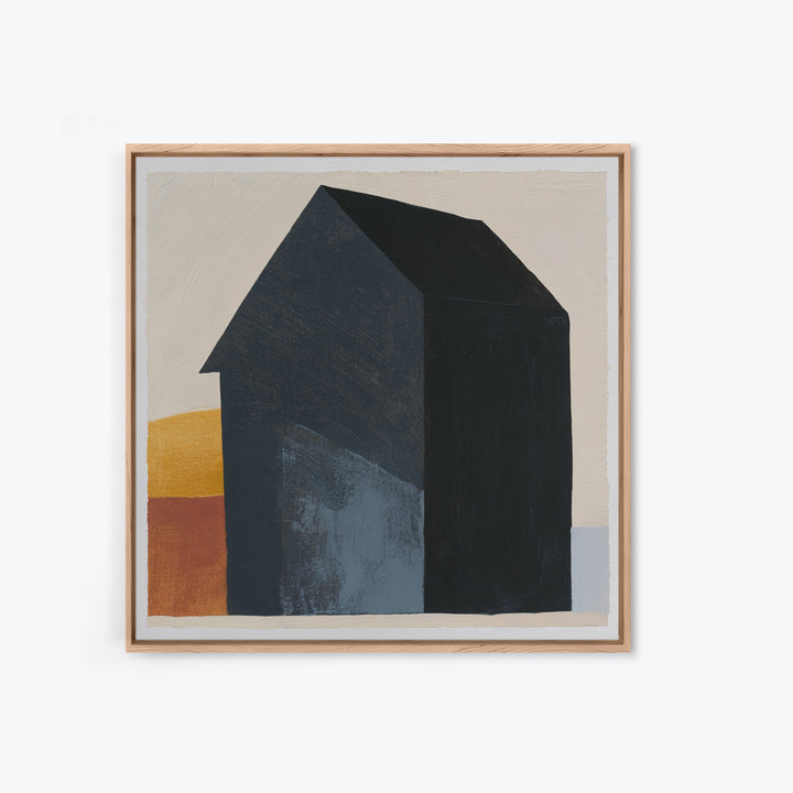 Simple Black House Shape Framed Canvas Print, Scandinavian Art, Abstract Art, Living Room Decor, Nordic, Abstract Painting, SCA-1x1-7