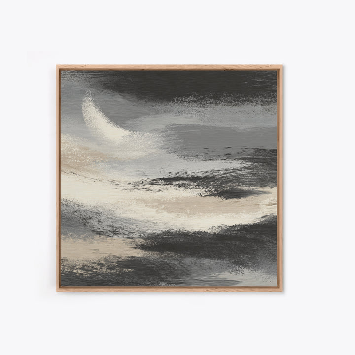 Herringbone Monochrome Pattern Framed Canvas Print, Scandinavian Art, Gallery Decor, Living Room Decor, Fine Art, Nordic, SCA-1x1-70