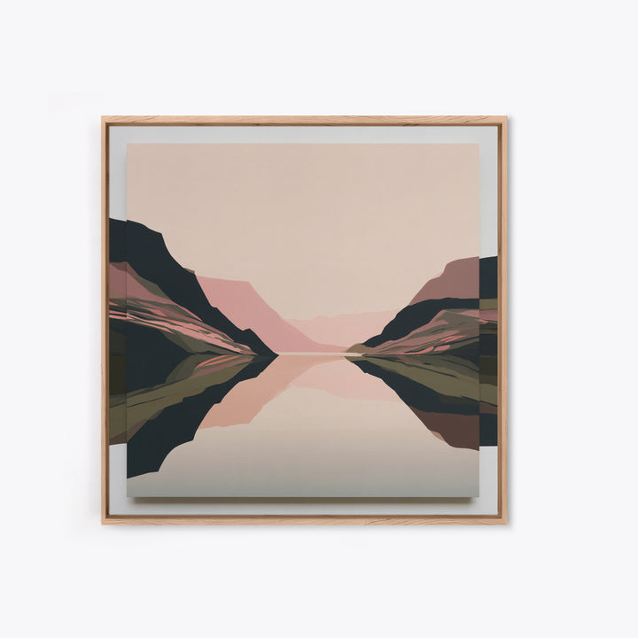 Minimal Fjord Landscape Framed Canvas Print, Scandinavian Art, Room Decor, Living Room Decor, Nordic, Mid Century Modern, SCA-1x1-74