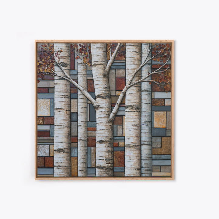 Birch Tree Trunks Canvas Print, Scandinavian Art, Minimalist Decor, Living Room Decor, Fine Art, Nordic, Oil Painting, SCA-1x1-9