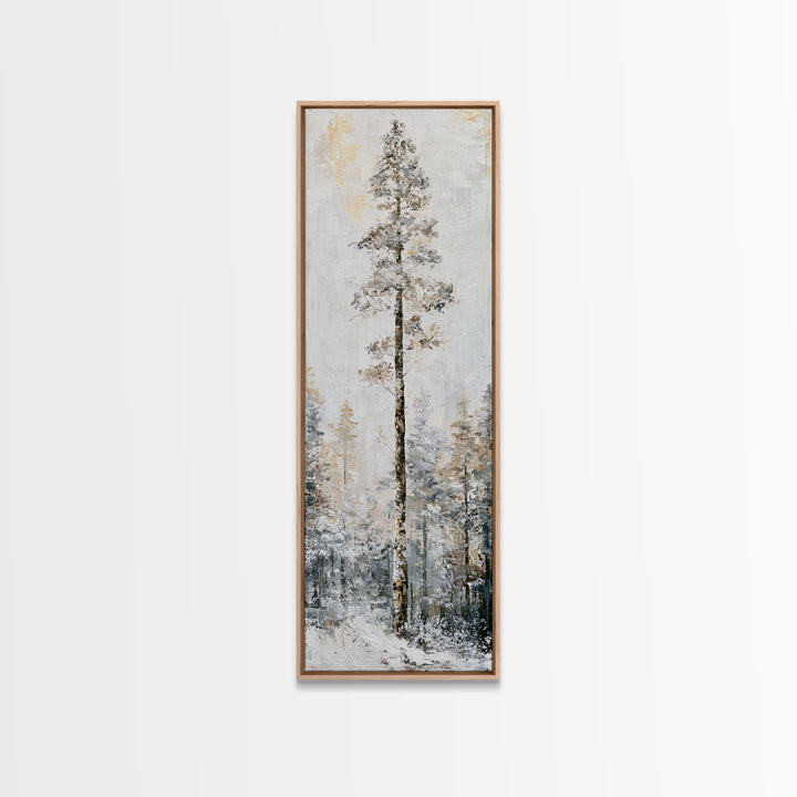 Snowy Nordic Forest Canvas Print, Scandinavian Art, Printable, Living Room Decor, Oil Painting, Nordic, Abstract Wall Art, SCA-1x3-13