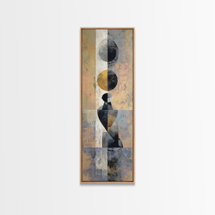 Soft Beige Geometric Abstraction Framed Canvas Print, Scandinavian Art, Modern Wall Art, Living Room Decor, Fine Art, Nordic, SCA-1x3-15