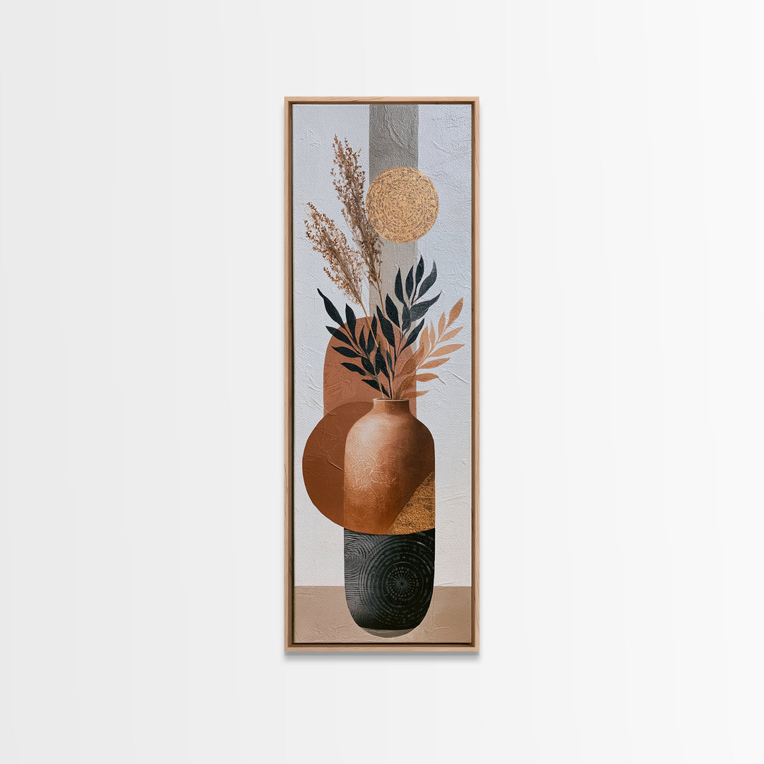Ceramic Vase with Dried Grasses Canvas Print, Scandinavian Art, Printable Art, Living Room Decor, Fine Art, Nordic, Modern Art, SCA-1x3-25