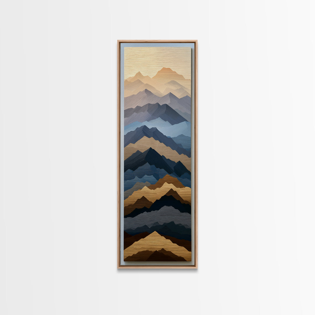 Muted Mountain Layers Canvas Print, Scandinavian Art, Printable Art, Living Room Decor, Oil Painting, Nordic, Modern Art, SCA-1x3-44