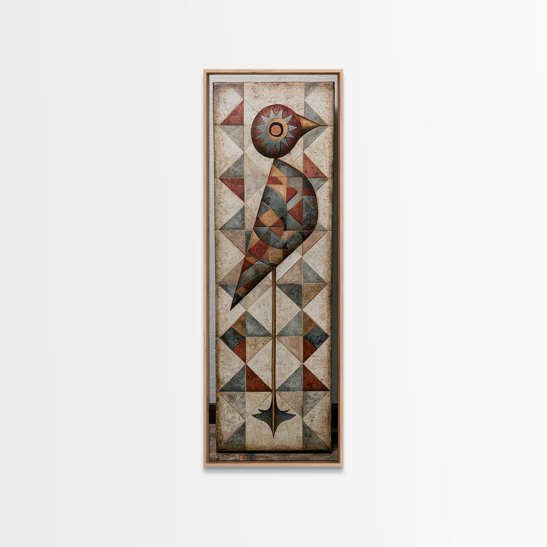 Nordic Folk Bird Framed Canvas Print, Scandinavian Art, Scandinavian, Living Room Decor, Fine Art, Nordic, Wall Art, Home Decor, SCA-1x3-47