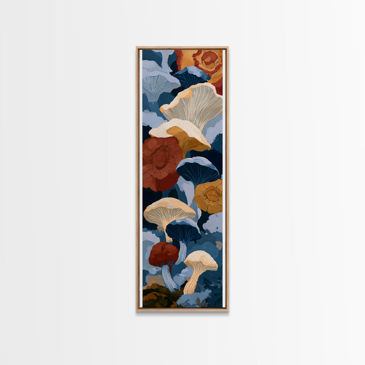 Simple Mushroom and Moss Forest Study Canvas Print, Scandinavian Art, Boho Wall Art, Living Room Decor, Fine Art, Nordic, SCA-1x3-60