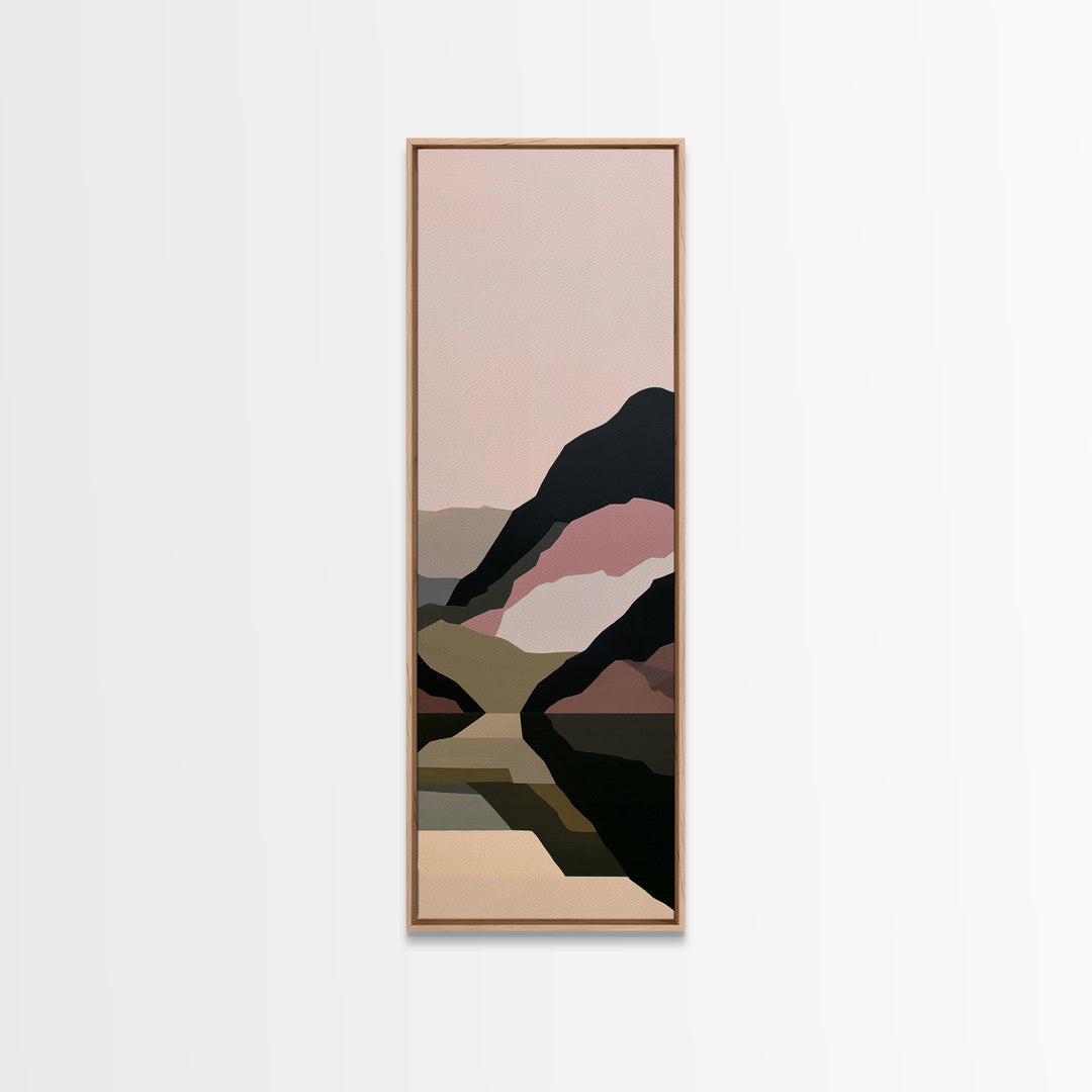 Minimal Fjord Landscape Framed Canvas Print, Scandinavian Art, Contemporary Art, Living Room Decor, Oil Painting, Nordic, SCA-1x3-62