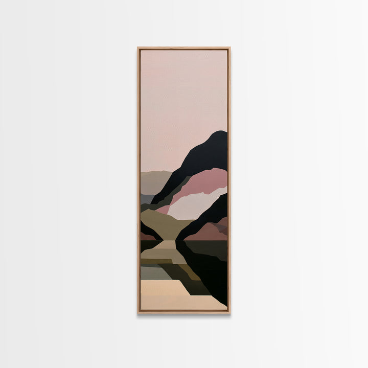 Minimal Fjord Landscape Framed Canvas Print, Scandinavian Art, Contemporary Art, Living Room Decor, Oil Painting, Nordic, SCA-1x3-62