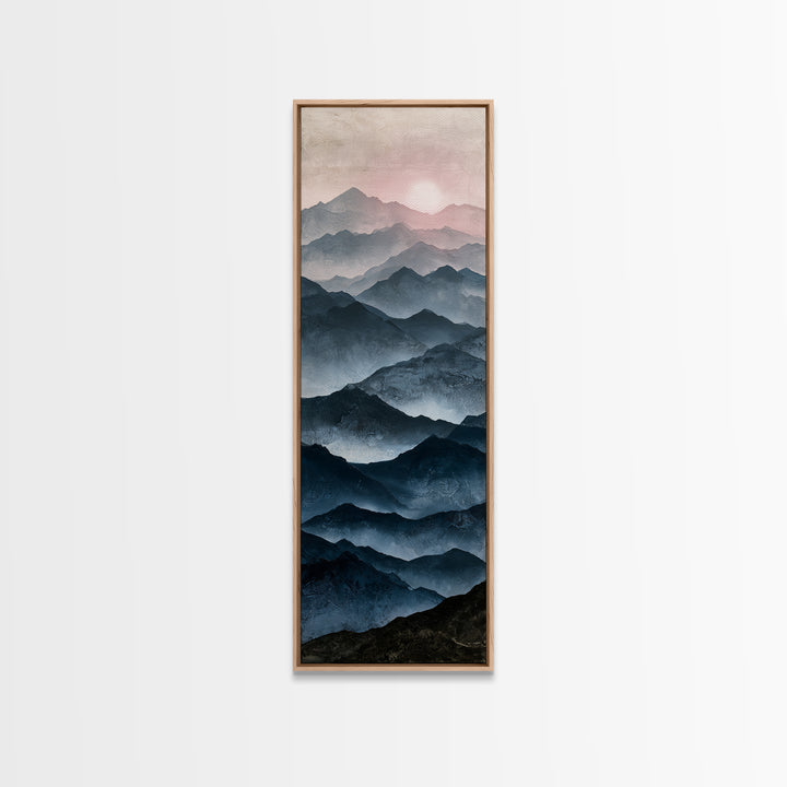 Muted Mountain Layers Canvas Print, Scandinavian Art, Floral Wall Art, Living Room Decor, Fine Art, Nordic, Minimalist Decor, SCA-1x3-68
