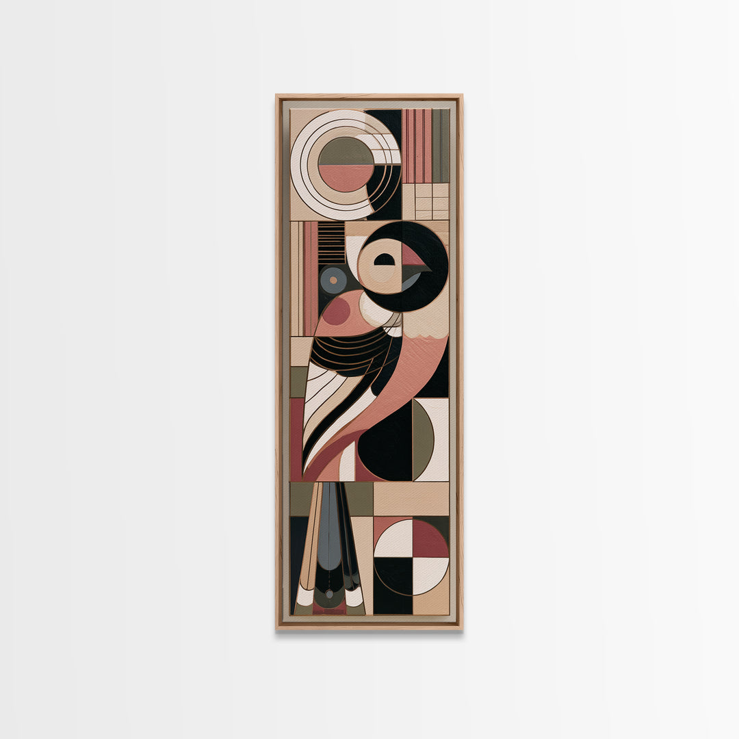 Nordic Folk Bird Framed Canvas Print, Scandinavian Art, Contemporary Art, Living Room Decor, Fine Art, Nordic, Digital Wall Art, SCA-1x3-71