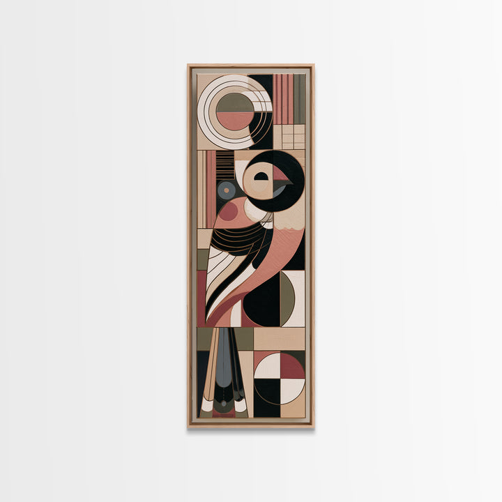Nordic Folk Bird Framed Canvas Print, Scandinavian Art, Contemporary Art, Living Room Decor, Fine Art, Nordic, Digital Wall Art, SCA-1x3-71