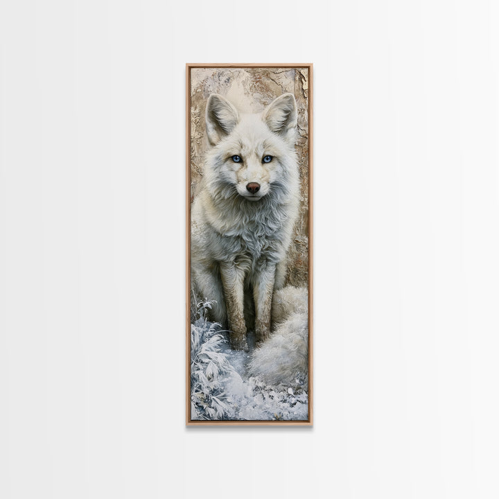 White Fox in Quiet Snow Canvas Print, Scandinavian Art, Modern Art, Living Room Decor, Fine Art, Nordic, Contemporary Art, SCA-1x3-72