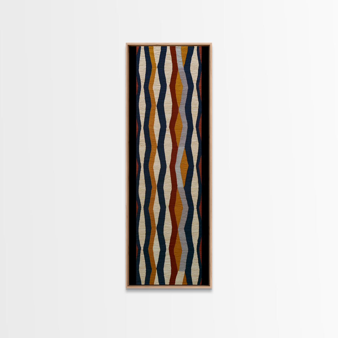 Scandinavian Textile Pattern Framed Canvas Print, Scandinavian Art, Scandinavian, Living Room Decor, Oil Painting, Nordic, SCA-1x3-76