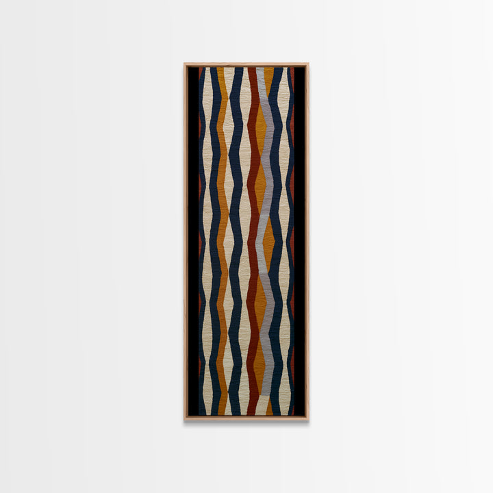 Scandinavian Textile Pattern Framed Canvas Print, Scandinavian Art, Scandinavian, Living Room Decor, Oil Painting, Nordic, SCA-1x3-76