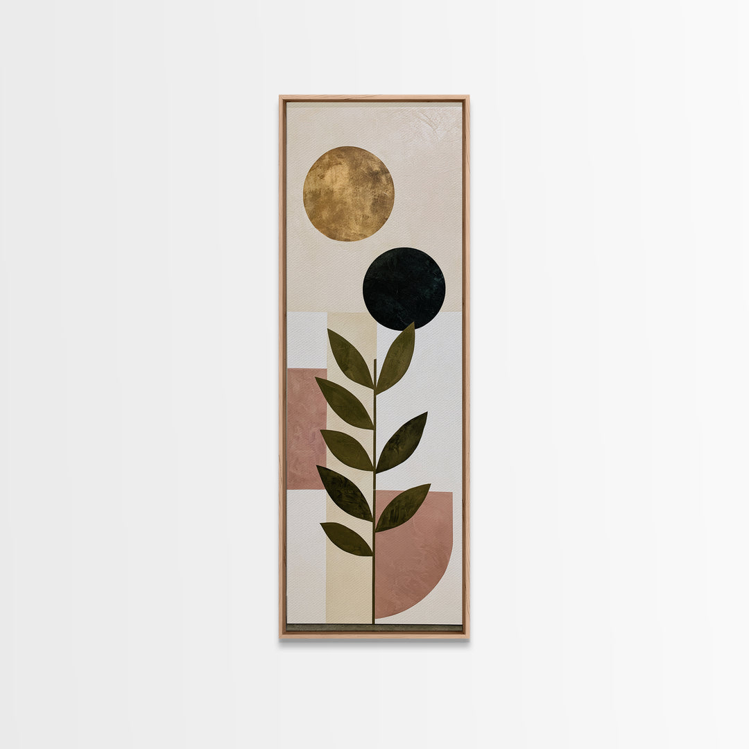 Minimal Sun over Pine Forest Canvas Print, Scandinavian Art, Original Painting, Living Room Decor, Nordic, Modern Wall Art, SCA-1x3-77
