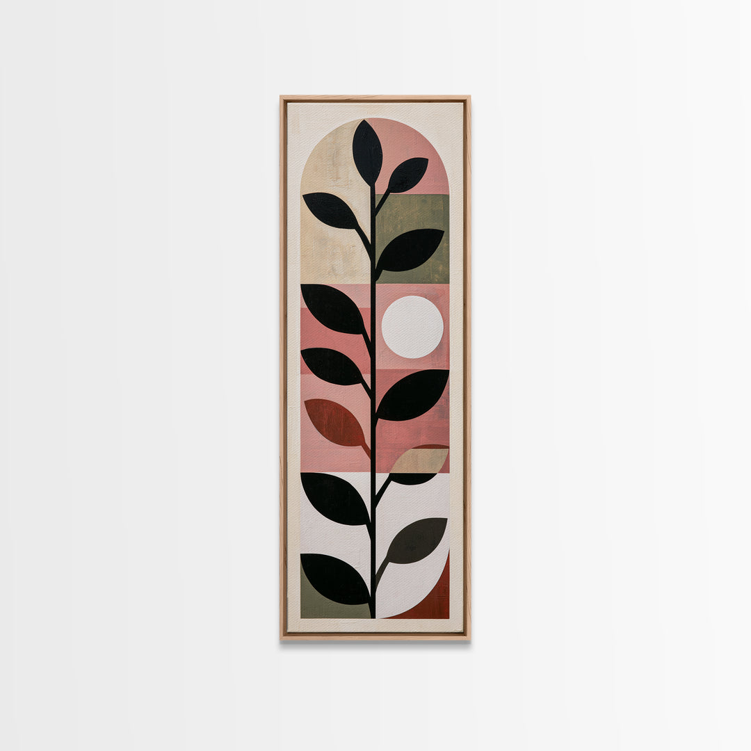 Single Black Branch on Warm White Background Canvas Print, Scandinavian Art, Mid Century Modern, Living Room Decor, Nordic, SCA-1x3-8