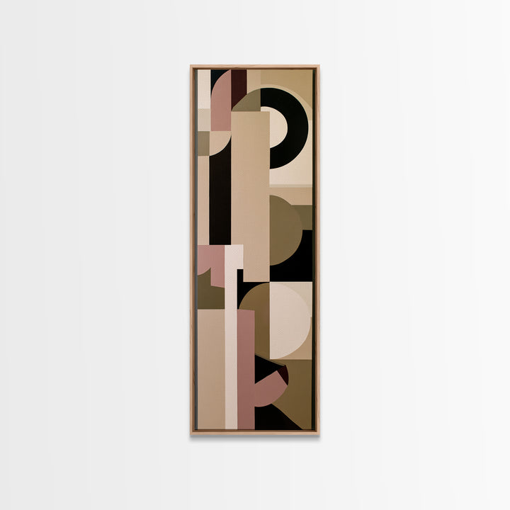 Soft Beige Geometric Abstraction Framed Canvas Print, Scandinavian Art, Wall Decor, Living Room Decor, Abstract Art, Nordic, SCA-1x3-87