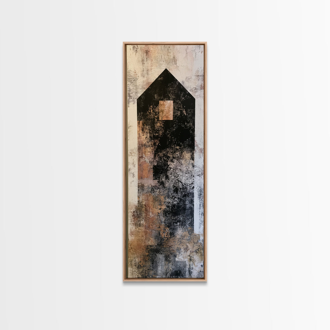 Simple Black House Shape Framed Canvas Print, Scandinavian Art, Decor, Living Room Decor, Fine Art, Nordic, Printable Art, SCA-1x3-91