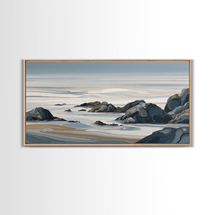 Minimal Sun over Pine Forest Framed Canvas Print, Scandinavian Art, Digital Wall Art, Living Room Decor, Fine Art, Nordic, SCA-2x1-13