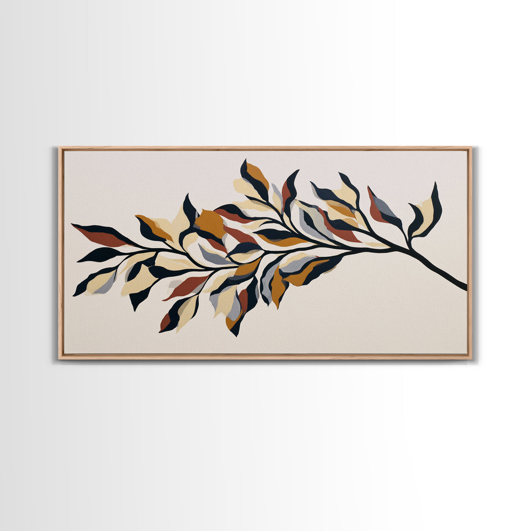 Single Black Branch on Warm White Background Canvas Print, Scandinavian Art, Fine Art Print, Living Room Decor, Nordic, SCA-2x1-16