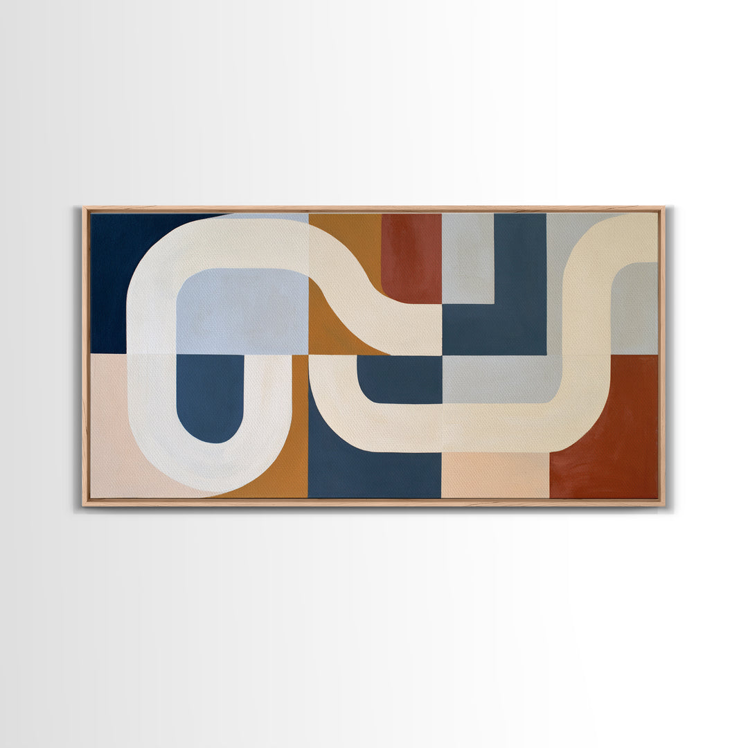 Soft Beige Geometric Abstraction Framed Canvas Print, Scandinavian Art, Digital Wall Art, Living Room Decor, Abstract Art, SCA-2x1-23