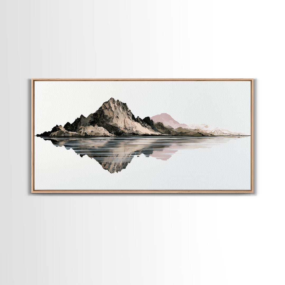 Minimal Fjord Landscape Framed Canvas Print, Scandinavian Art, Printable Wall Art, Living Room Decor, Fine Art, Nordic, SCA-2x1-46