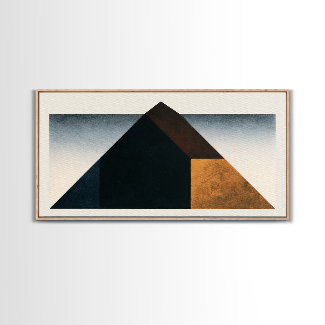 Simple Black House Shape Framed Canvas Print, Scandinavian Art, Living Room Decor, Abstract Art, Nordic, Gallery Decor, SCA-2x1-51