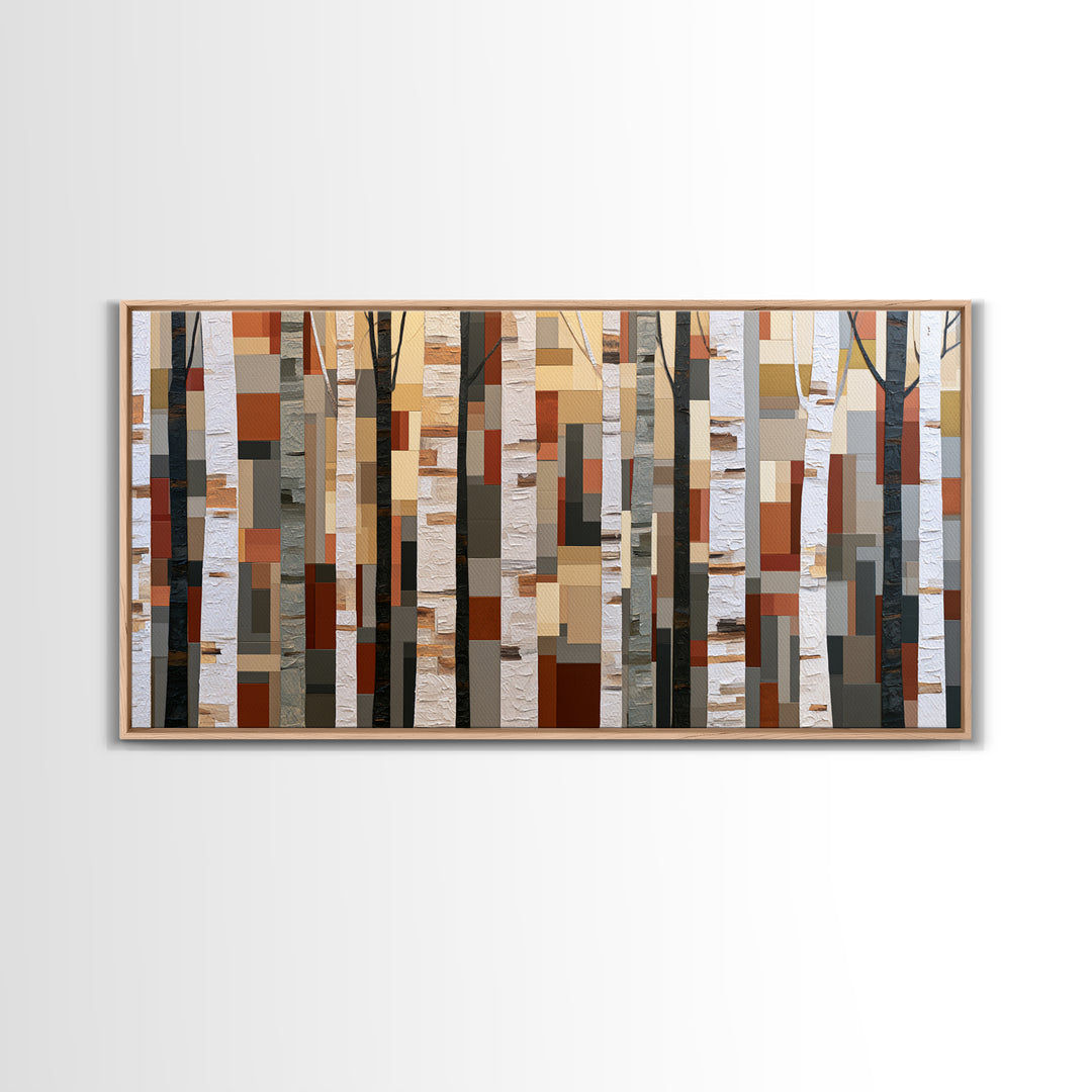 Birch Tree Trunks Canvas Print, Scandinavian Art, Wall Art Print, Living Room Decor, Oil Painting, Nordic, Fine Art Print, SCA-2x1-53