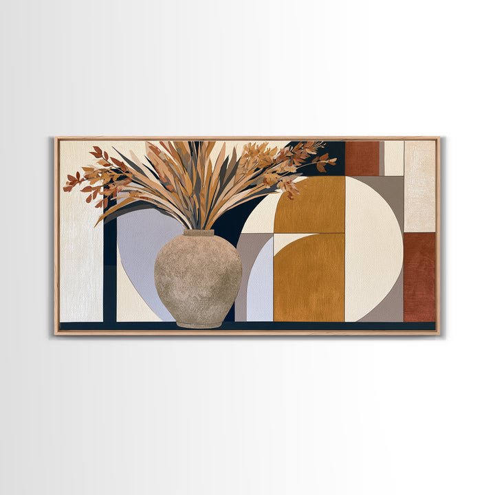 Ceramic Vase with Dried Grasses Canvas Print, Scandinavian Art, Printable Art, Living Room Decor, Fine Art, Nordic, Modern Art, SCA-2x1-57