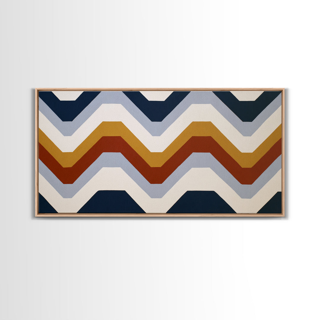 Scandinavian Textile Pattern Framed Canvas Print, Scandinavian Art, Mid Century Modern, Living Room Decor, Oil Painting, Nordic, SCA-2x1-60