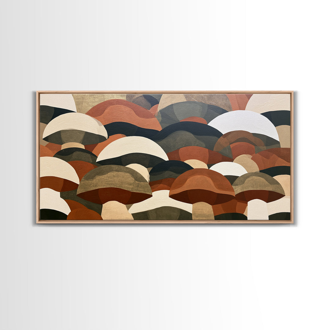 Simple Mushroom and Moss Forest Study Canvas Print, Scandinavian Art, Original Painting, Living Room Decor, Fine Art, Nordic, SCA-2x1-68