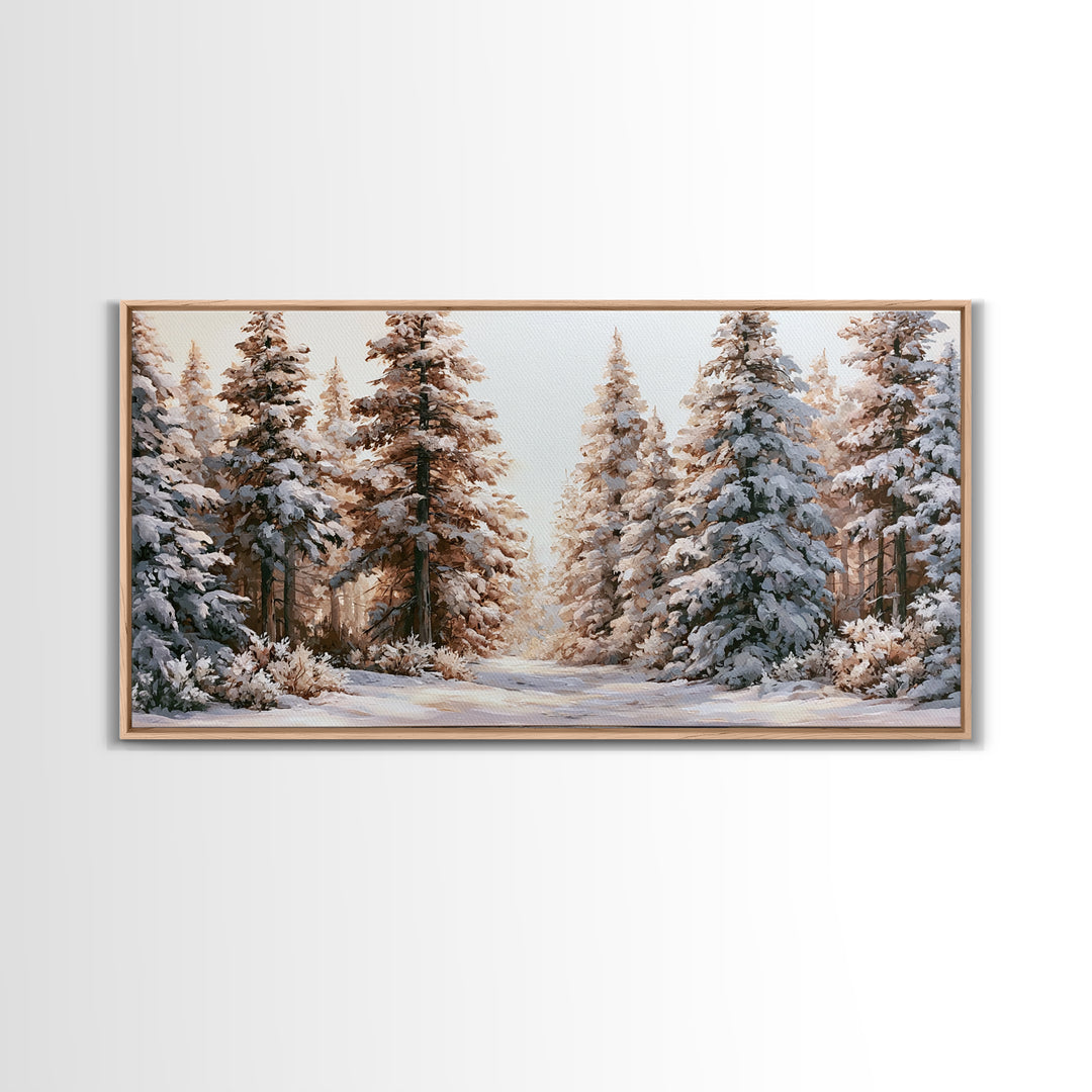 Snowy Nordic Forest Canvas Print, Scandinavian Art, Canvas Print, Living Room Decor, Fine Art, Nordic, Textured Painting, SCA-2x1-69