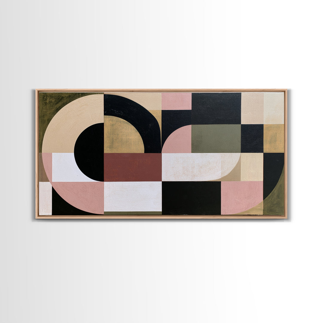 Soft Beige Geometric Abstraction Canvas Print, Scandinavian Art, Modern Art, Living Room Decor, Fine Art, Nordic, SCA-2x1-71