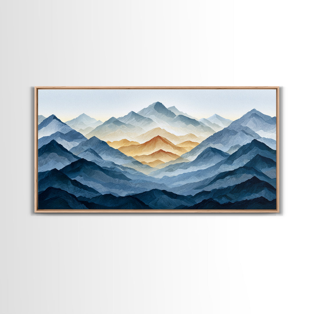 Muted Mountain Layers Canvas Print, Scandinavian Art, Farmhouse Decor, Living Room Decor, Fine Art, Nordic, Gallery Decor, SCA-2x1-76
