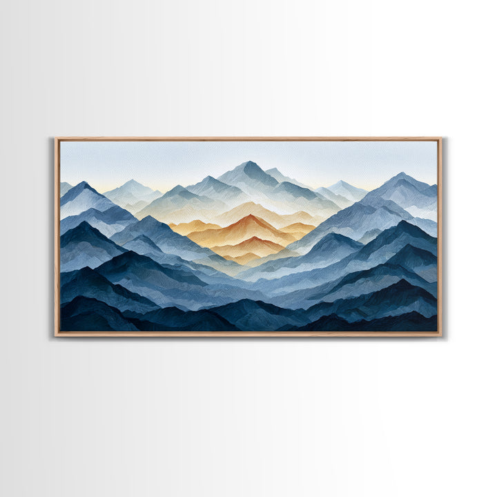 Muted Mountain Layers Canvas Print, Scandinavian Art, Farmhouse Decor, Living Room Decor, Fine Art, Nordic, Gallery Decor, SCA-2x1-76