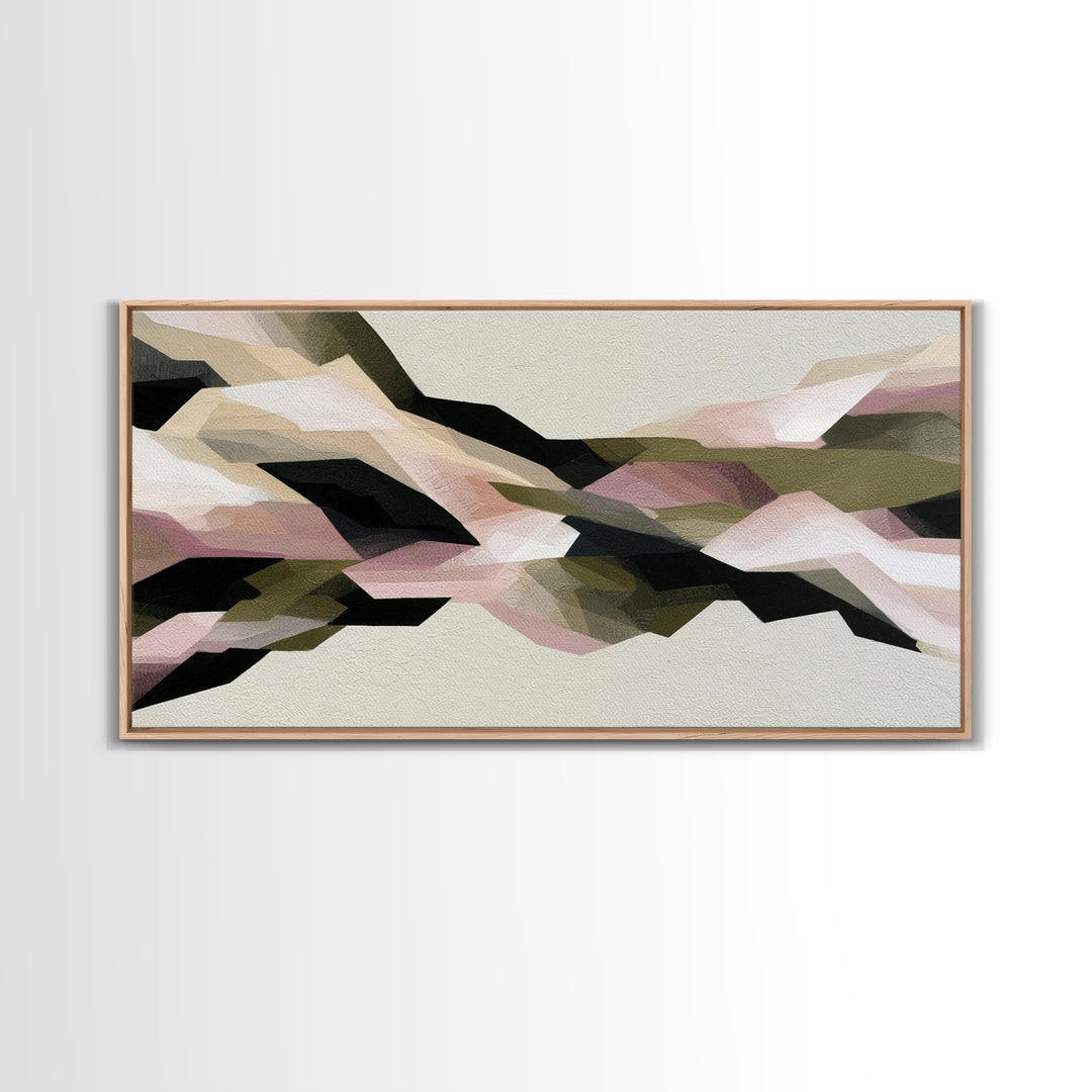 Winter Cabin Smoke Framed Canvas Print, Scandinavian Art, Oil Painting, Living Room Decor, Fine Art, Nordic, Boho Wall Decor, SCA-2x1-86