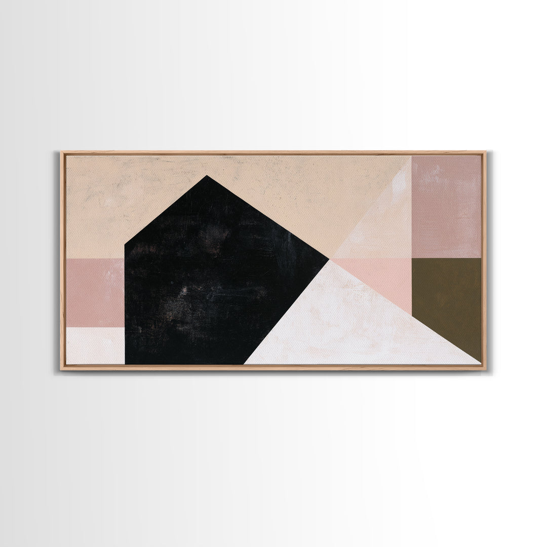 Simple Black House Shape Framed Canvas Print, Scandinavian Art, Modern Wall Art, Living Room Decor, Abstract Art, Nordic, SCA-2x1-99