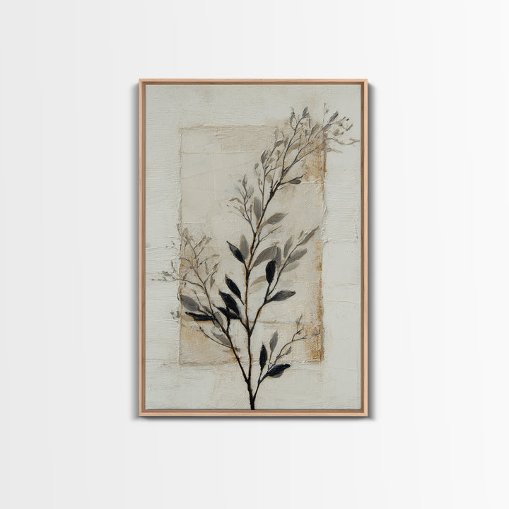 Single Black Branch on Warm White Background Canvas Print, Scandinavian Art, Gallery Decor, Living Room Decor, Nordic, SCA-2x3-28