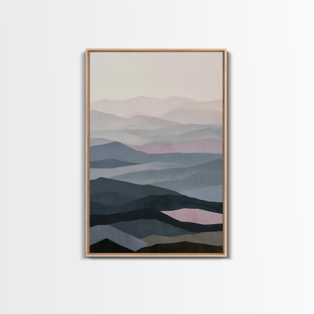 Muted Mountain Layers Canvas Print, Scandinavian Art, Christmas Decor, Living Room Decor, Fine Art, Nordic, Wall Art Print, SCA-2x3-40