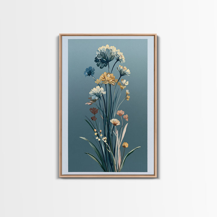 Minimal Meadow Flowers Framed Canvas Print, Scandinavian Art, Printable Wall Art, Living Room Decor, Fine Art, Nordic, SCA-2x3-42