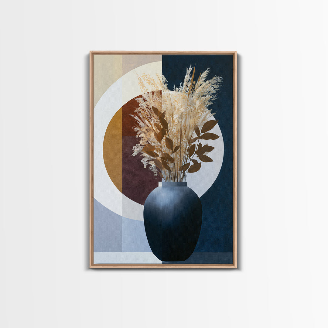 Ceramic Vase with Dried Grasses Canvas Print, Scandinavian Art, Boho Wall Art, Living Room Decor, Nordic, Modern Decor, SCA-2x3-45